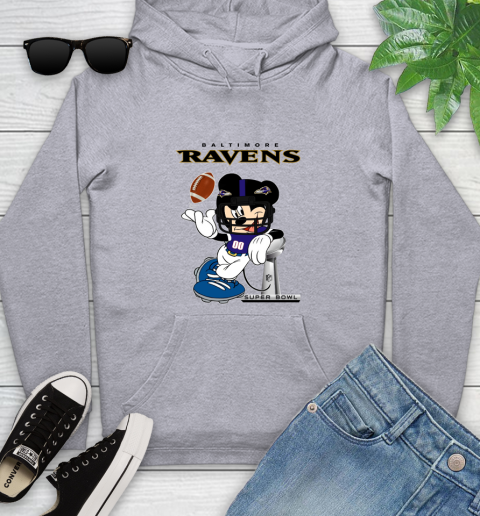NFL Baltimore Ravens Mickey Mouse Disney Super Bowl Football T Shirt Youth Hoodie 6