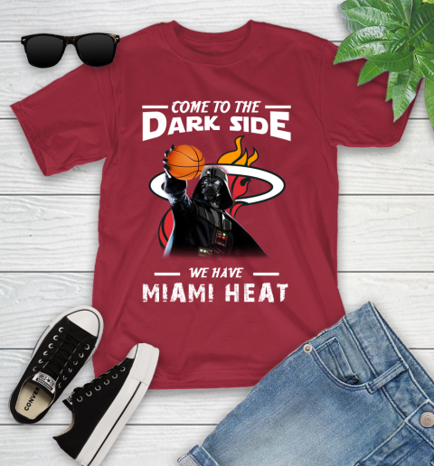 NBA Come To The Dark Side We Have Miami Heat Star Wars Darth Vader Basketball Youth T-Shirt 14