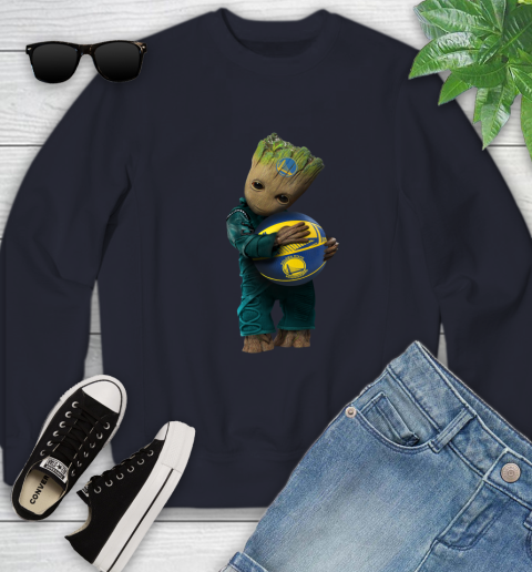 NBA Groot Guardians Of The Galaxy Basketball Sports Golden State Warriors Youth Sweatshirt 3