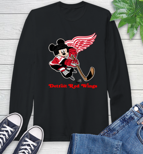 NHL Detroit Red Wings Mickey Mouse Disney Hockey T Shirt Long Sleeve T-Shirt 2
