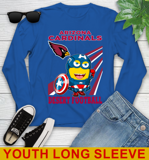 NFL Football Arizona Cardinals Captain America Marvel Avengers Minion Shirt Youth Long Sleeve 10