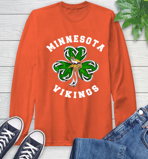 NFL Minnesota Vikings Three Leaf Clover St Patrick's Day Football Sports Long Sleeve T-Shirt 4