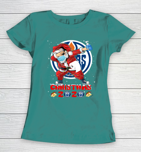 Edmonton Oilers Funny Santa Claus Dabbing Christmas 2020 NHL Women's T-Shirt 10