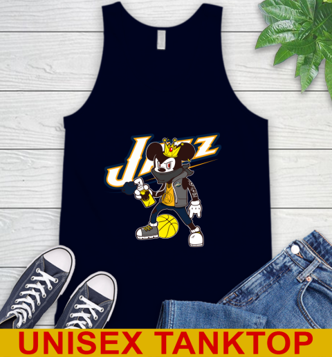 Utah Jazz NBA Basketball Mickey Peace Sign Sports Tank Top 3