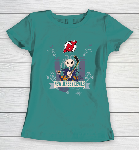 NHL New Jersey Devils Hockey Jack Skellington Halloween Women's T-Shirt 10