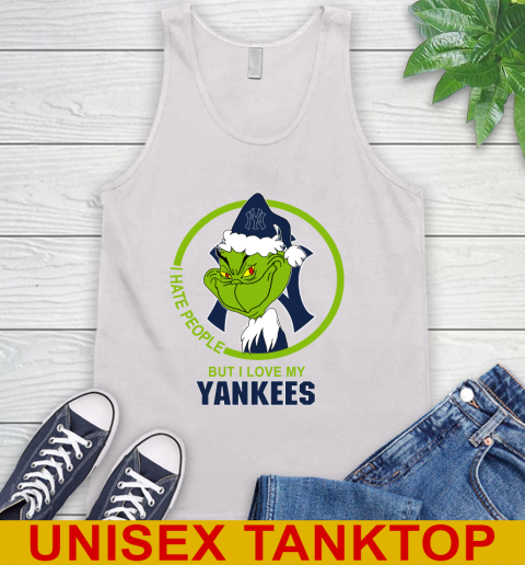 New York Yankees MLB Christmas Grinch I Hate People But I Love My Favorite Baseball Team Tank Top