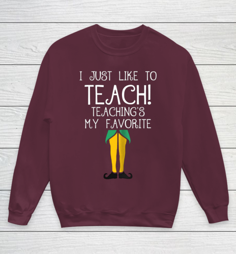 Cute TEACHER ELF Christmas T Shirt I Just Like to Youth Sweatshirt 4