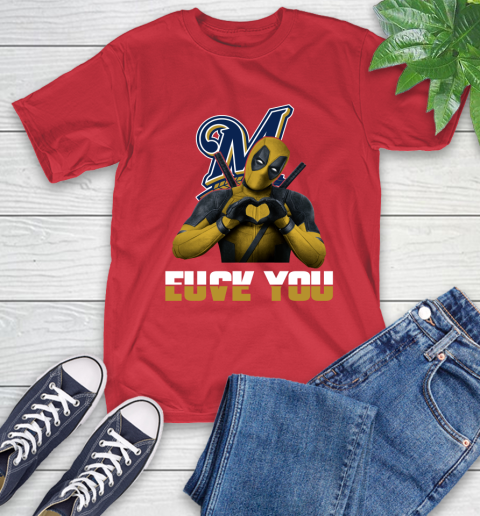 MLB Milwaukee Brewers Deadpool Love You Fuck You Baseball Sports T-Shirt 11