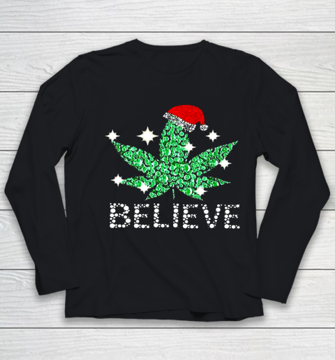 Believe In Weed Christmas Funny Youth Long Sleeve