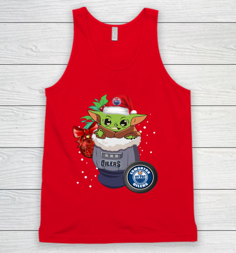 Edmonton Oilers Christmas Baby Yoda Star Wars Funny Happy NHL Tank Top 6
