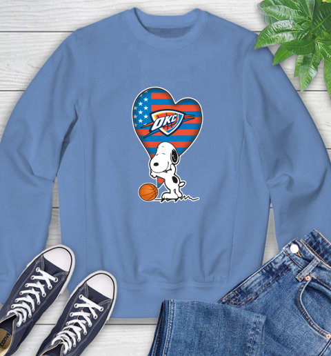 Oklahoma City Thunder NBA Basketball The Peanuts Movie Adorable Snoopy Sweatshirt 11