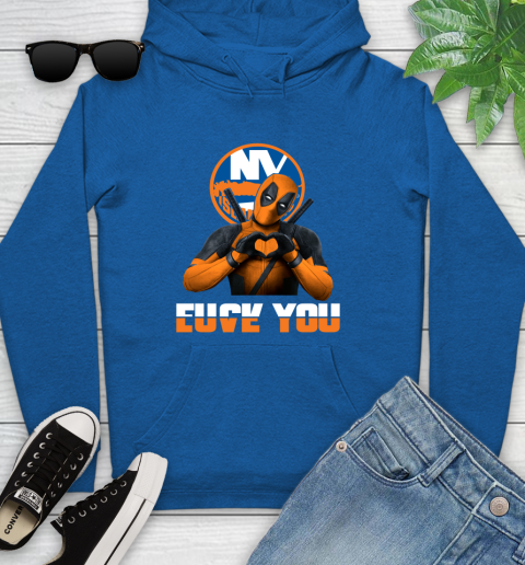 NHL New York Islanders Deadpool Love You Fuck You Hockey Sports Youth Hoodie 11