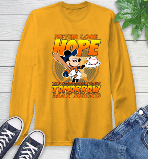 Houston Astros MLB Baseball Mickey Disney Never Lose Hope Long Sleeve T-Shirt 2