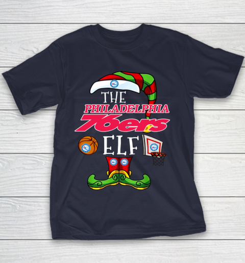 Philadelphia 76ers Christmas ELF Funny NBA Youth T-Shirt 2