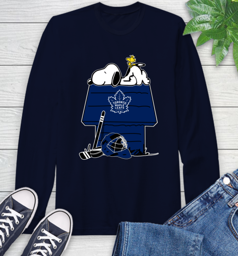 Toronto Maple Leafs NHL Hockey Snoopy Woodstock The Peanuts Movie Long Sleeve T-Shirt 4