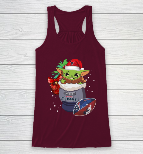 Houston Texans Christmas Baby Yoda Star Wars Funny Happy NFL Racerback Tank 3
