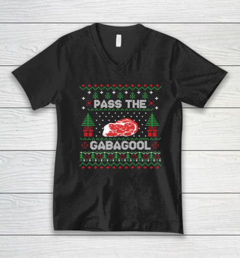 Pass the Gabagool Tacky Ugly Christmas V-Neck T-Shirt