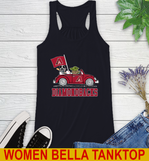 MLB Baseball Arizona Diamondbacks Darth Vader Baby Yoda Driving Star Wars Shirt Racerback Tank 10