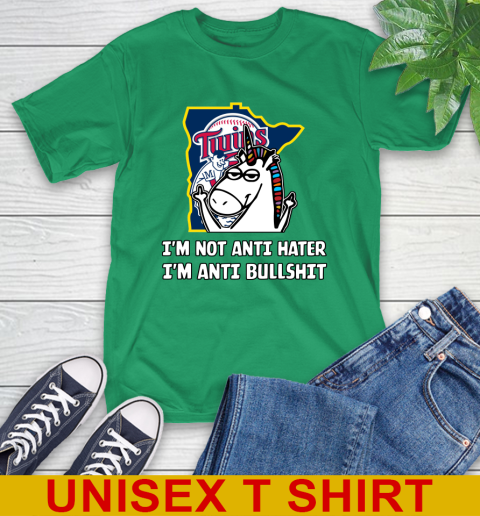 Minnesota Twins MLB Baseball Unicorn I'm Not Anti Hater I'm Anti Bullshit T-Shirt 7