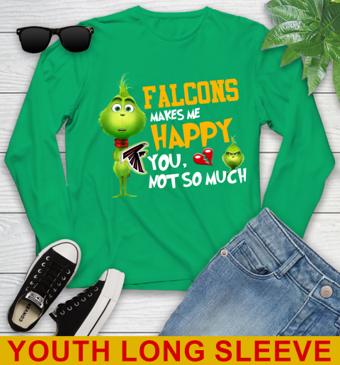 NFL Atlanta Falcons Makes Me Happy You Not So Much Grinch Football Sports Youth Long Sleeve 7