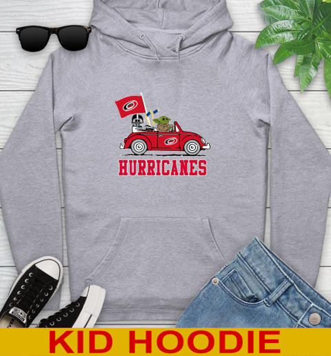 NHL Hockey Carolina Hurricanes Darth Vader Baby Yoda Driving Star Wars Shirt Youth Hoodie 6