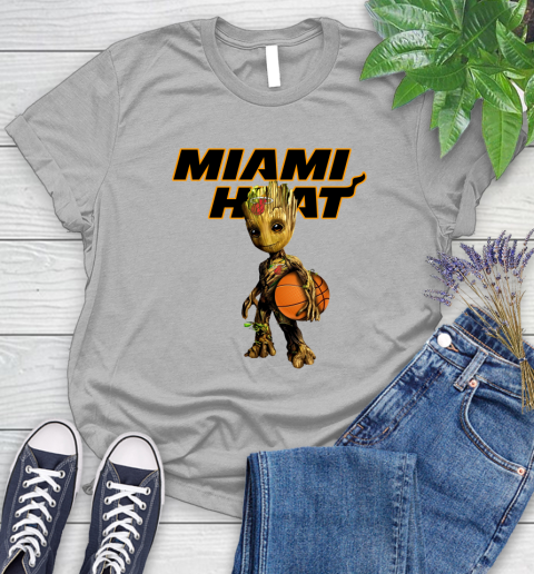 Miami Heat NBA Basketball Groot Marvel Guardians Of The Galaxy Women's T-Shirt 5
