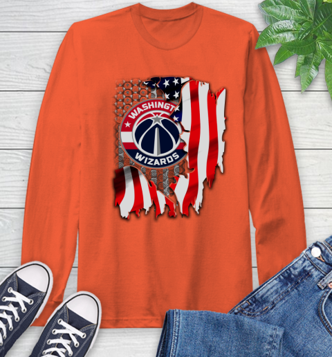 Washington Wizards NBA Basketball American Flag Long Sleeve T-Shirt 4