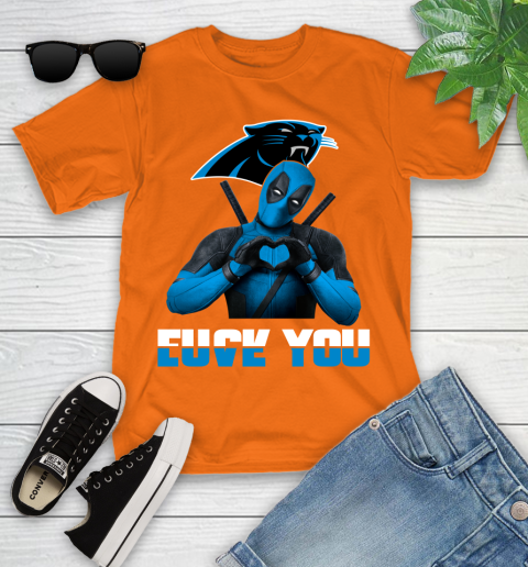 NHL Carolina Panthers Deadpool Love You Fuck You Football Sports Youth T-Shirt 9