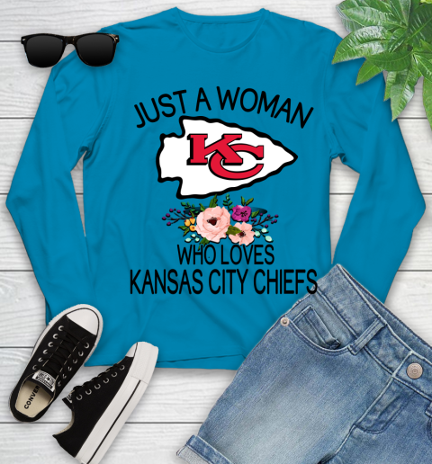 NFL Just A Woman Who Loves Kansas City Chiefs Football Sports Youth Long Sleeve 5