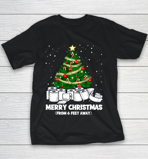 Funny Christmas Tree Santa Quarantine Social Distance Gift Youth T-Shirt