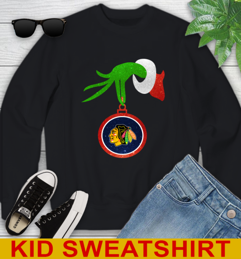 Chicago Blackhawks Grinch Merry Christmas NHL Hockey Youth Sweatshirt 2