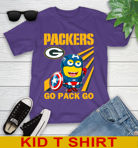 NFL Football Green Bay Packers Captain America Marvel Avengers Minion Shirt Youth T-Shirt 3