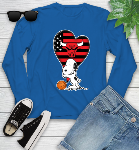 Chicago Bulls NBA Basketball The Peanuts Movie Adorable Snoopy Youth Long Sleeve 9