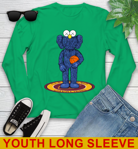 NBA Basketball Cleveland Cavaliers Kaws Bff Blue Figure Shirt Youth Long Sleeve 7