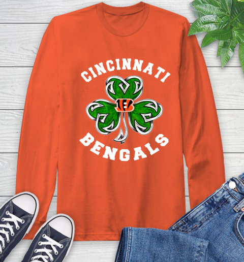 NFL Cincinnati Bengals Three Leaf Clover St Patrick's Day Football Sports Long Sleeve T-Shirt 4