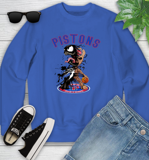 NBA Detroit Pistons Basketball Venom Groot Guardians Of The Galaxy Youth Sweatshirt 8