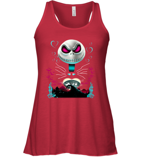 NFL New York Jets Jack Skellington Sally The Nightmare Before Christmas Football WUHDXrCuNJI flowy tank 32 95 151514 front red