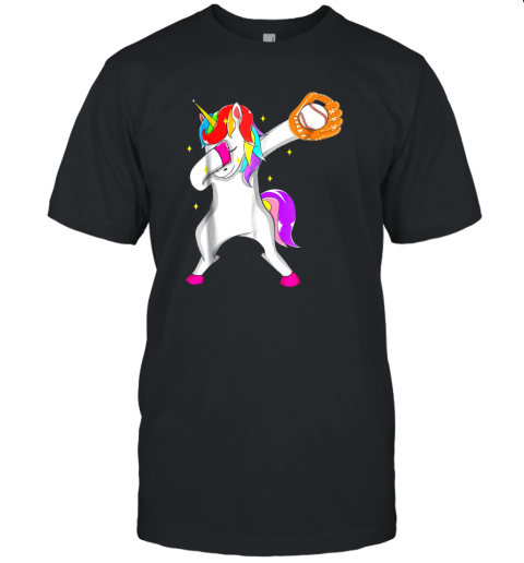 Softball Dabbing Unicorn Baseball Girls Teens Unisex Jersey Tee