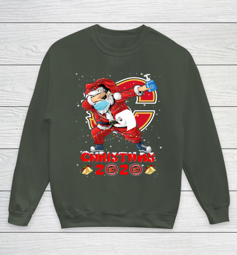 Calgary Flames Funny Santa Claus Dabbing Christmas 2020 NHL Youth Sweatshirt 8