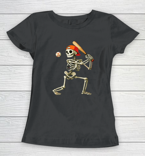 Skeleton Baseball Halloween Costume Funny Women's T-Shirt