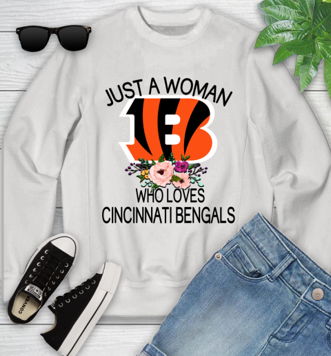 NFL Just A Woman Who Loves Cincinnati Bengals Football Sports Youth Sweatshirt