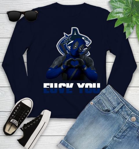 NHL Vancouver Canucks Deadpool Love You Fuck You Hockey Sports Youth Long Sleeve 2