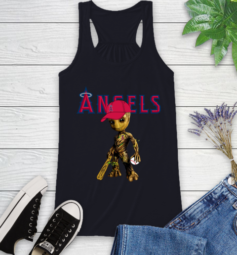 MLB Los Angeles Angels Groot Guardians Of The Galaxy Baseball Racerback Tank 10