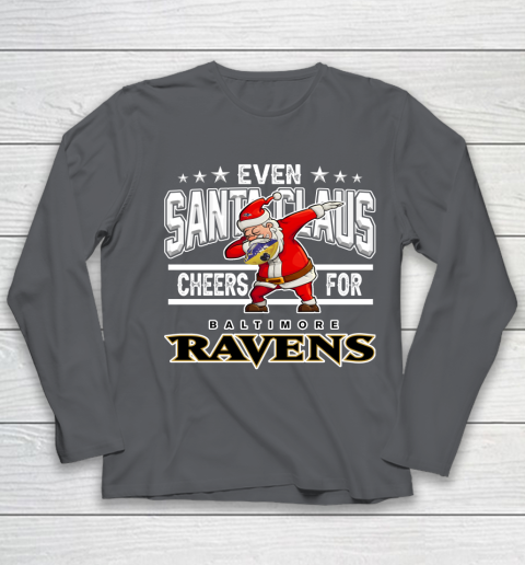Baltimore Ravens Even Santa Claus Cheers For Christmas NFL Youth Long Sleeve 6
