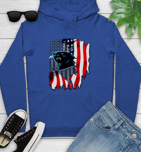 Carolina Panthers NFL Football American Flag Youth Hoodie 11