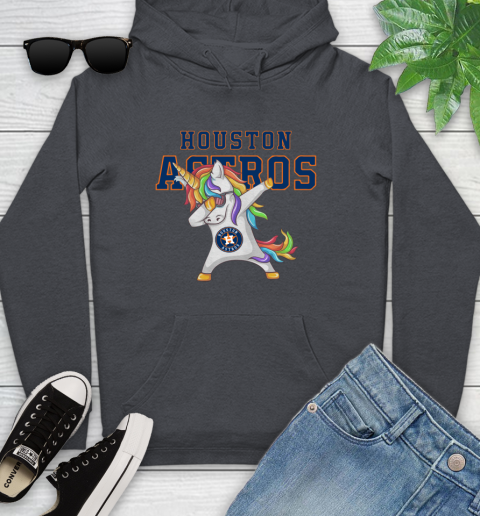 Houston Astros MLB Baseball Funny Unicorn Dabbing Sports Youth Hoodie 8