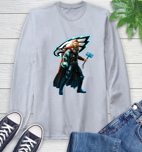 NFL Thor Avengers Endgame Football Philadelphia Eagles Long Sleeve T-Shirt 6