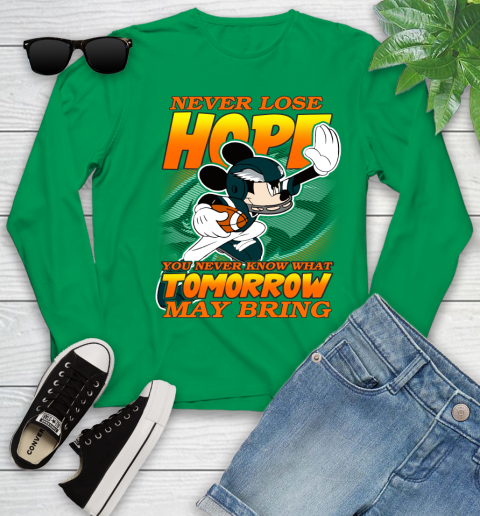 Philadelphia Eagles NFL Football Mickey Disney Never Lose Hope Youth Long Sleeve 7