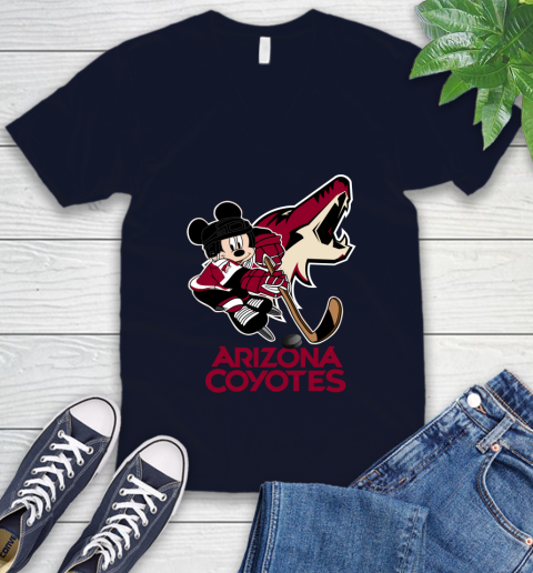 NHL Arizona Coyotes Mickey Mouse Disney Hockey T Shirt V-Neck T-Shirt 3