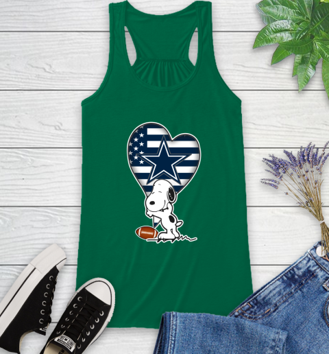Dallas Cowboys NFL Football The Peanuts Movie Adorable Snoopy Racerback Tank 7
